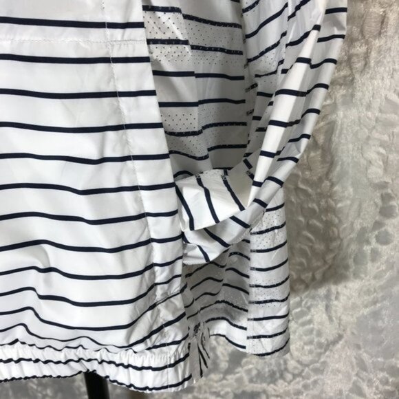 Lululemon Run In The Rain Jacket Quiet Stripe White Deep Indigo Sz 4 - Picture 3 of 15